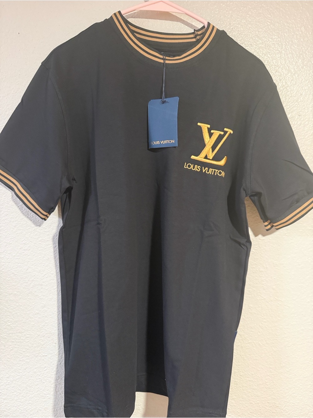 Louis Vuitton Black Polo Tee with Gold Logo